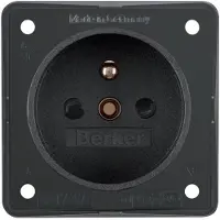 Hager Berker 961952505 Presa di corrente con spinotto di messa a terra antracite, inserti Integro opachi