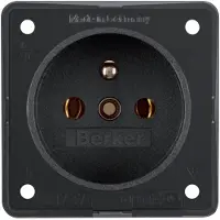 Hager Berker 9619505 Presa di corrente con spinotto di messa a terra nero, inserti Integro opachi
