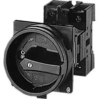 Eaton Interruttore principale , P3, 100 A, montaggio intermedio, 3 poli, funzione HALT, con maniglia rotante nera e anello di bloccaggio, bloccabile in posizione 0 064976