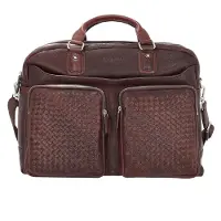 Bugatti Woven Valigetta Vera Pelle 48 cm marrone