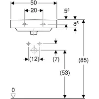 Geberit Smyle Square lave-mains 500256, 50x41cm, avec trou pour robinet et trop-plein, 500.256.01.1, 500.256.01.1