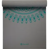 Gaiam Yoga Mat 6 mm Premium Longer/Wider Tappetino yoga (198 x 66 x 6 cm, grigio/turchese)