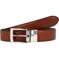 The bridge cintura da uomo reversibile con fibbia argento e ardiglione cuoio nero