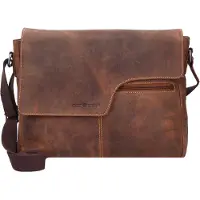 Green Burry Vintage Borsa a tracolla Vera Pelle 32 cm marrone