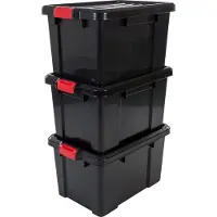 Iris Set di 3 contenitori con chiusura a scatto - Power Box - SK-450 - Plastica - Nero - 50 L - 59 x 38,5 x 31,8 cm