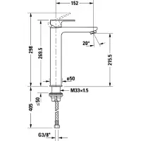 Duravit B.3 Mitigeur monocommande de lavabo L, B31030, sans vidage, saillie 152 mm, B31030002010, B31030002010