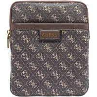 GUESS Vezzola Borsa Tracolla Tessuto Marrone Scuro 19x24x2 cm Uomo — Borsa a tracolla