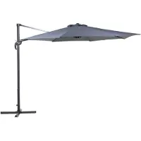 Beliani Ombrellone a sbalzo in poliestere grigio scuro, terrazza rotonda ø 300 cm, giardino terrazza