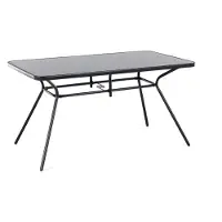 Beliani Tavolo da giardino nero in acciaio con vetro di sicurezza 140 x 80 cm balcone terrazzo moderno