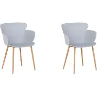 Beliani Set di 2 sedie da pranzo, plastica grigia, gambe in metallo, schienale ergonomico moderno