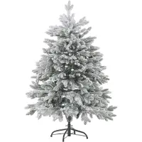 Beliani Albero di Natale artificiale bianco in PVC con base in metallo 120 cm, innevato, stile scandinavo