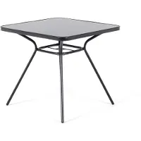 Beliani Tavolo da giardino nero in acciaio con vetro di sicurezza 80x80 cm quadrato balcone terrazzo