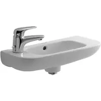 Duravit D-Code - Lavabo 500x220 mm, con sfioratore, con foro per batteria a sinistra, bianco 07065000092