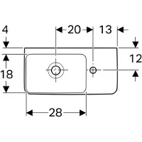 Geberit Handwaschbecken Renova Compact asym. m Hahnloch R mit ÜL 500x250mm weiß