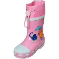Playshoes Stivale di gomma 'Maus & Elefant' navy / blu chiaro / arancione / rosa