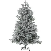 Beliani Albero di Natale artificiale bianco PVC base metallo 180 cm rami innevati stile scandinavo