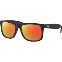 Ray-Ban - Occhiali da sole lifestyle - Justin Classic Matte Rubber Black Red Mirror in Nylon - Nero