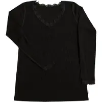 Joha Women's Blouse I L/S 70/30 Intimo lana merinos Donna (L, nero)