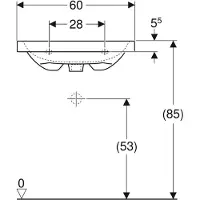 Geberit iCon Light lavabo, 60 cm x 42 cm, sans trou pour robinetterie, avec trop-plein,501841, 501.841.00.3, 501.841.00.3