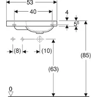Geberit iCon Light lave-mains, 53 cm x 31 cm, avec trou de robinetterie à gauche, sans trop-plein, surface de pose à gauche, 501833, 501.833.00.2, 501.833.00.2