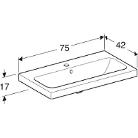 Geberit iCon Light lavabo avec saillie raccourcie, 75 cm x 42 cm, avec trou pour robinetterie, avec trop-plein,501842, 501.842.00.2, 501.842.00.2