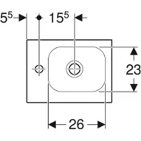 Geberit iCon Light lave-mains, 38 cm x 28 cm, avec trou de robinetterie à gauche, sans trop-plein, surface de pose à gauche, 501831, 501.831.00.2, 501.831.00.2