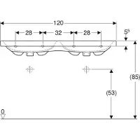 Geberit iCon Light lavabo double, 120 cm x 48 cm, sans trou pour robinetterie, avec trop-plein,501838, 501.838.00.4, 501.838.00.4