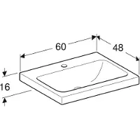 Geberit iCon Light lavabo à poser, 60 cm x 48 cm, sans trou pour robinetterie, sans trop-plein,501847, 501.847.00.8, 501.847.00.8