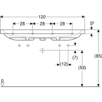 Geberit iCon Light lavabo, 120 cm x 48 cm, avec 2 trous pour robinets, sans trop-plein,501837, 501.837.00.6, 501.837.00.6