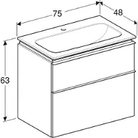 Geberit iCon Set lavabo pour meubles avec meuble sous-lavabo, 2 tiroirs, 75x63x48 cm, 502336, 502.336.01.3, 502.336.01.3