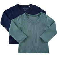 Minymo Kid's Blouse L/S (2-Pack) Maglia a manica lunga Bambini (62, turchese)