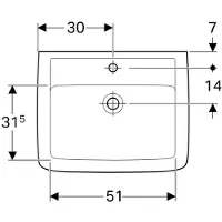 Geberit Renova Nr.1 Comprimo Nouveau lave-mains, 40x25cm, avec trou pour robinetterie à droite, 276140600, 276140600