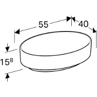 Geberit VariForm Vasque à poser ovale, 550x400mm, sans trou de robinet, sans trop-plein, 500.771.01.2, 500.771.01.2