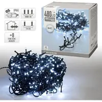 Bigbuy Ghirlanda EDM scintillante - atmosfera natalizia - luce bianca fredda - 480 luci LED - 36 m - 72091