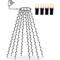 Star Trading Luci natalizie a LED da appendere per alberi di circa 180-200 cm, colore: bianco caldo, cavi neri a 8 fili, per uso interno ed esterno, trasformatore incluso