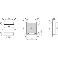 Laufen Frame 25 armoire de toilette, éclairage vertical, arrêt à gauche, 750x150x600, H4084019001441, H4084019001441