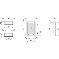 Laufen Châssis 25 armoire de toilette, éclairage vertical, éclairage d'ambiance, 750x450, charnière à droite, H4083529001441, H4083529001441