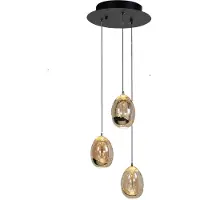 Highlight Lampada a sospensione Golden Egg, ambra/oro Ø 25 cm a 3 luci vetro/metallo