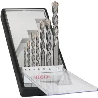 Bosch Accessori 2607010545 Set di punte elicoidali in metallo duro per calcestruzzo 7 pezzi 4 mm, 5 mm, 6 mm, 8 mm, 10 mm, 12 mm codolo diritto 1 set