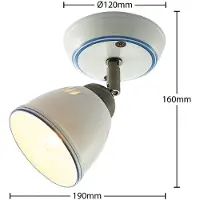LINDBY Faretto Eneas, altezza 16 cm, bianco, 1 luce, ceramica
