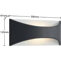 LINDBY Applique a LED Mathea, 30 cm, antracite, alluminio, IP65