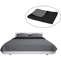 vidaXL BETSPREAD DOPLET -SANDEL 170X210 CM Trapunta Grau e Schwarz