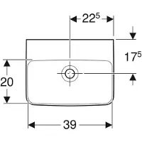 Geberit Renova Plan, lave-mains, 45x34 cm, sans trou pour robinetterie, sans trop-plein, 501627, 501.627.00.1, 501.627.00.1