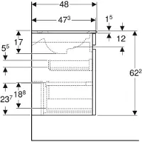 Geberit Renova Plan ensemble lavabos avec meuble sous lavabo, 1 tiroir, 60x62,2x48cm, 501.915.JK.8, 501.915.JK.8