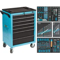 Hoenderdaal Carrello da officina completo 178N-7/147, 147 pezzi, | 4000896205080