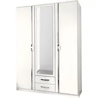Wimex Armadio Duo bianco e cromato con specchi e cassetti, 135 cm
