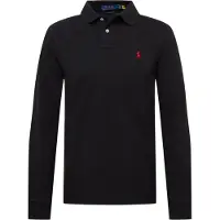 Ralph Lauren per uomo. 710680790045 Polo nera personalizzata in piqué slim fit (S), Nero, Casual, Cotone, Manica lunga