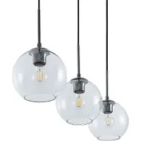 LINDBY Lampada a sospensione Firano, 110 cm, a 3 luci, antracite, vetro