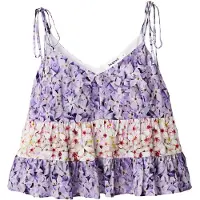 Desigual , Top con spalline floreale, Viscosa, Rosso, M