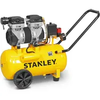 Stanley Compressore Silent Air - Senza olio - Portatile - Serbatoio da 24 litri - 8 bar - 1000 W - 230 V - Livello di rumorosità 59 dB - - Acciaio - 615 x 295 x 625 mm - Giallo/Nero